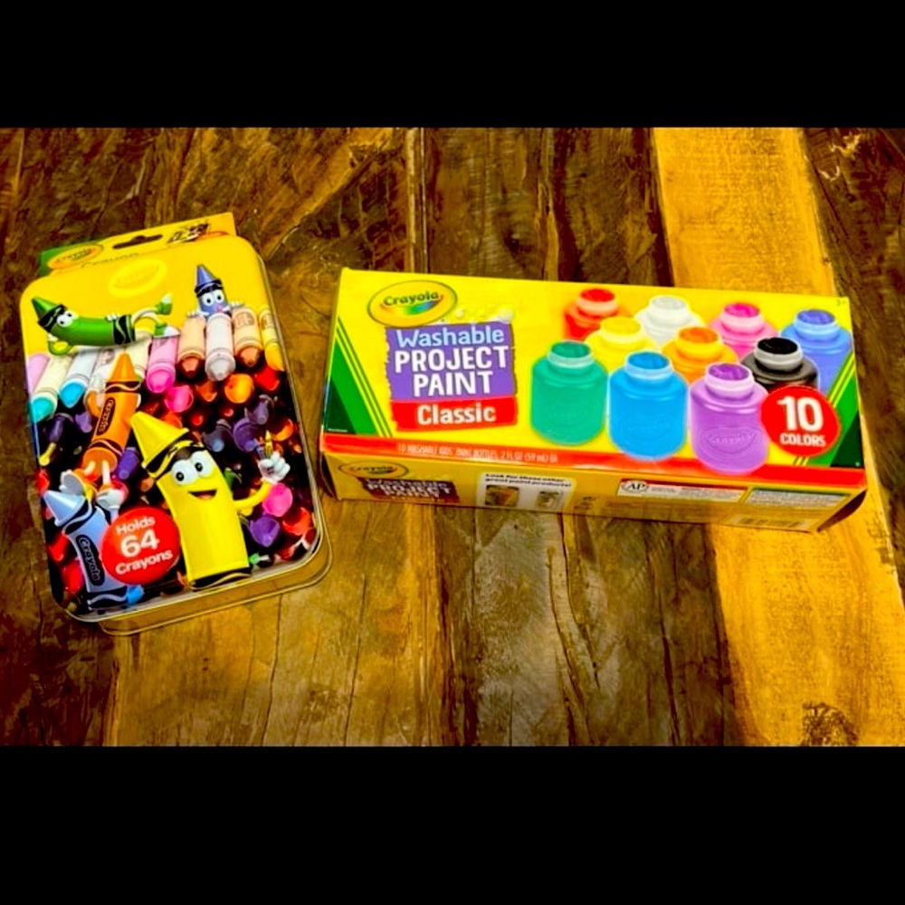 Crayola Washable Kid's Paint Classic Colors & Collectible Crayon Tin PRESCHOOL